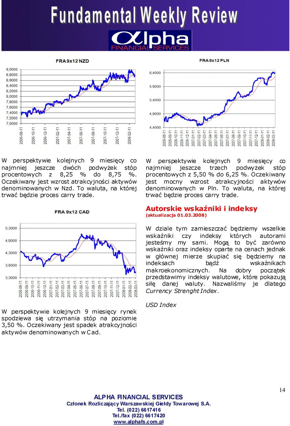 Oczekiwany jest mocny wzrost atrakcyjności aktywów denominowanych w Pln. To waluta, na której trwaćbędzie proces carry trade. Autorskie wskaźniki i inde ksy (aktualizacja 01.03.