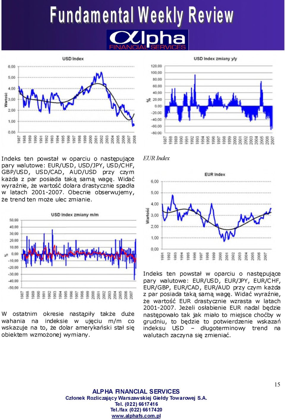 W ostatnim okresie nastąpił y także duże wahania na indeksie w ujęciu m/m co wskazuje na to, ż e dolar amerykański stałsię obiektem wzmożonej wymiany.