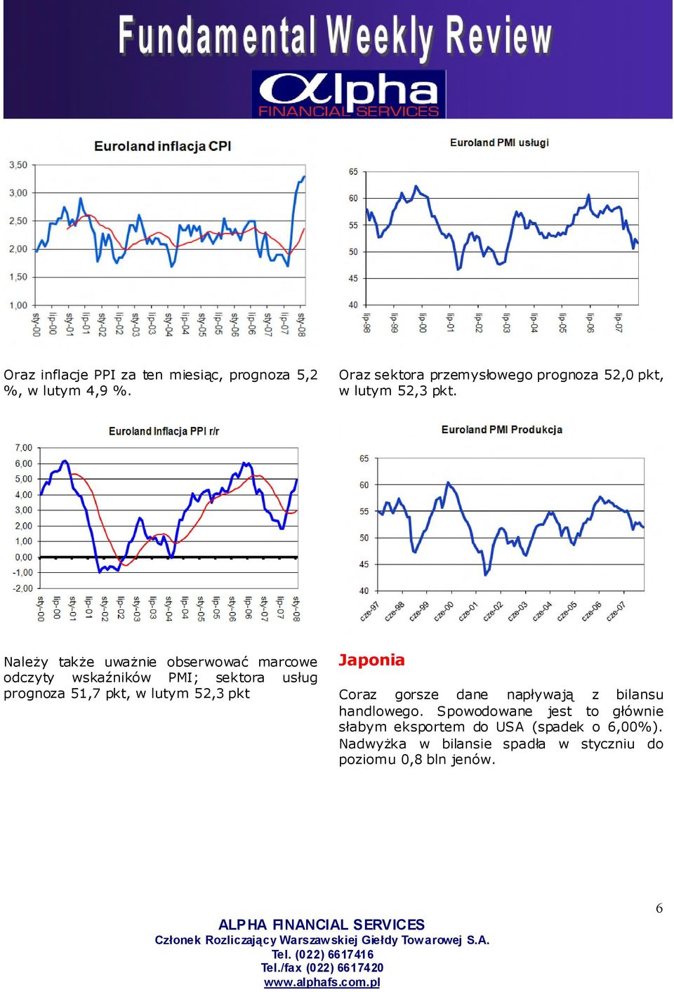 Należy także uważnie obserwować marcowe odczyty wskaźników PMI; sektora usług prognoza 51,7 pkt, w lutym