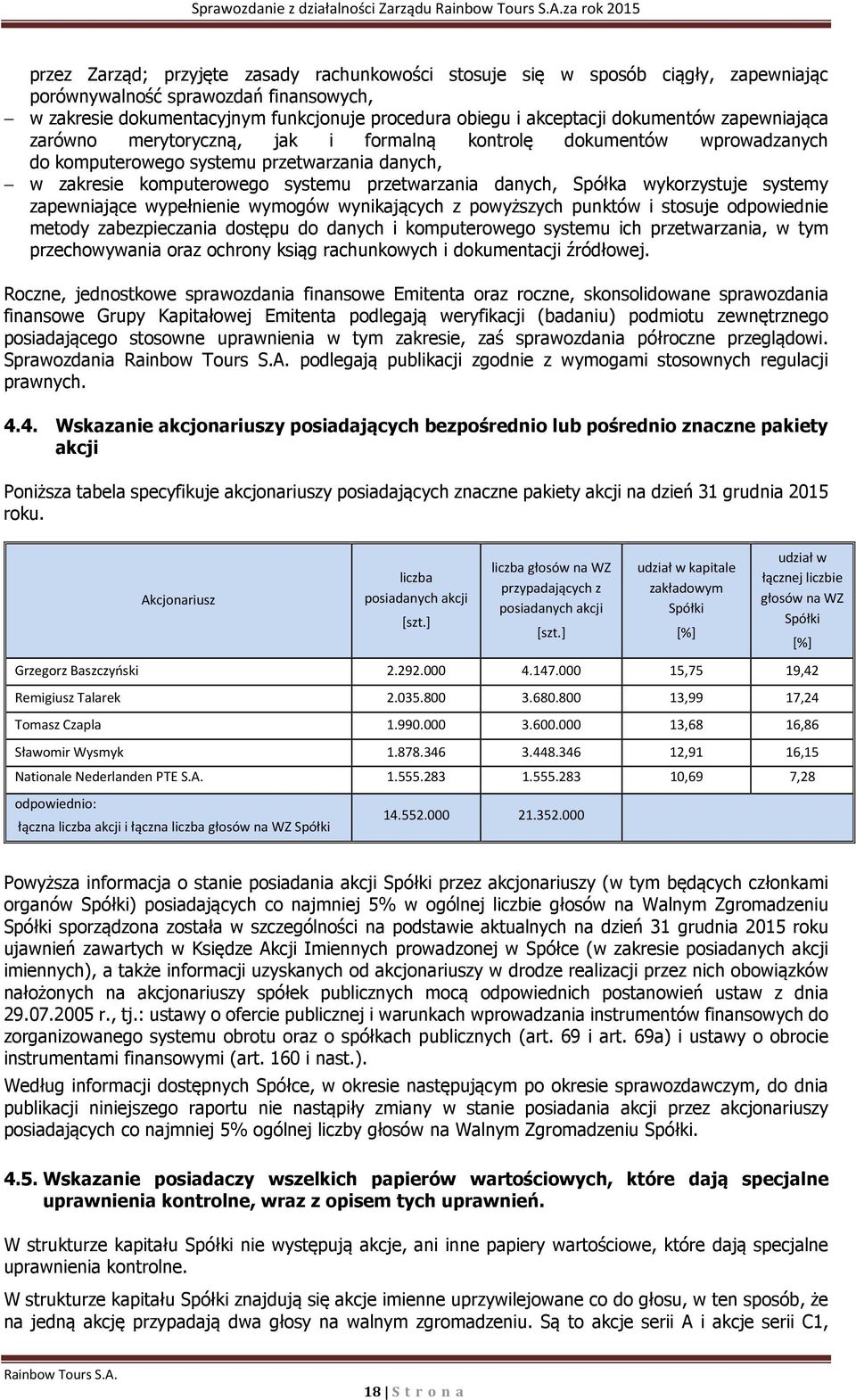 komputerowego systemu przetwarzania danych, Spółka wykorzystuje systemy zapewniające wypełnienie wymogów wynikających z powyższych punktów i stosuje odpowiednie metody zabezpieczania dostępu do