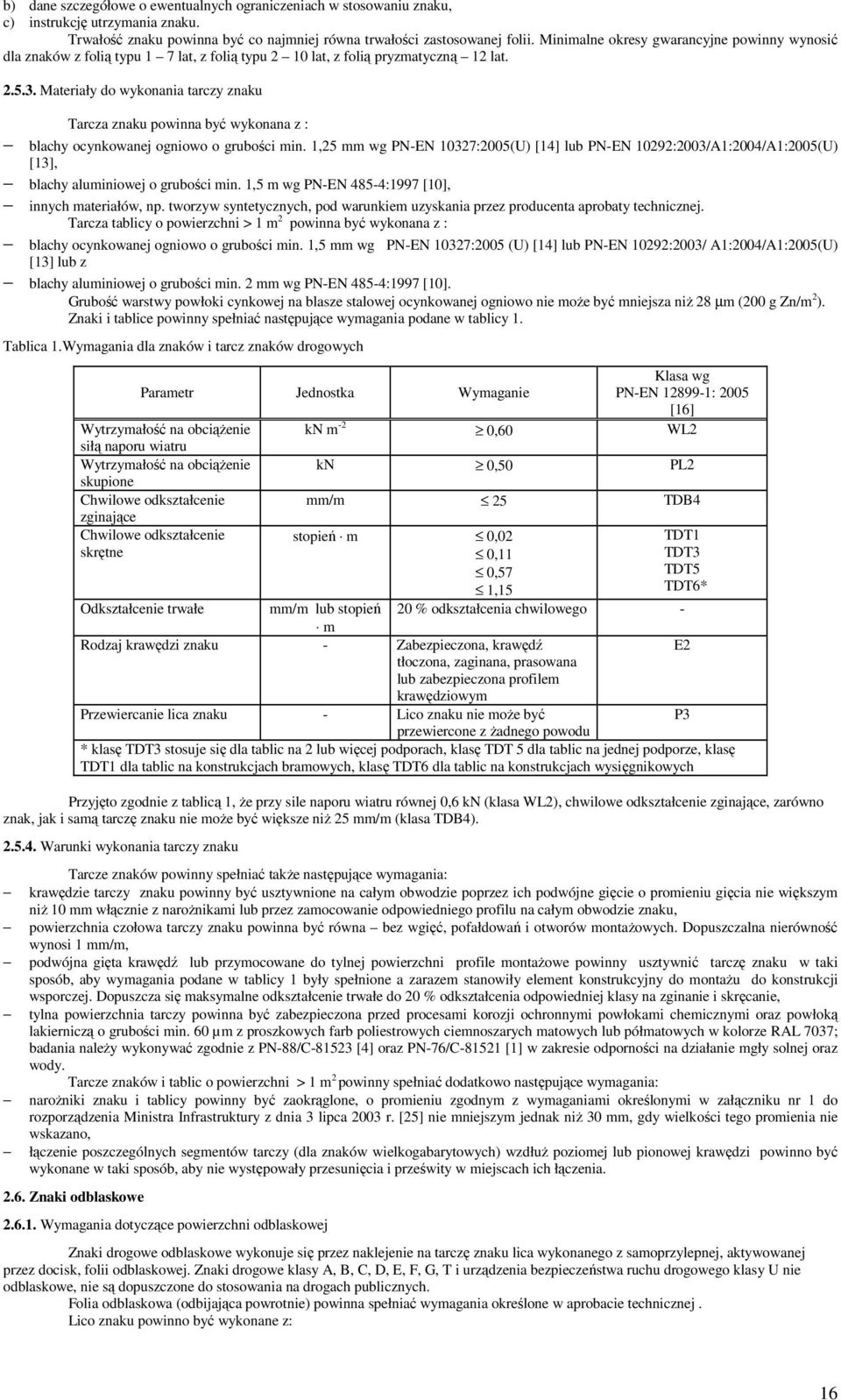 Materiały do wykonania tarczy znaku Tarcza znaku powinna być wykonana z : blachy ocynkowanej ogniowo o grubości min.