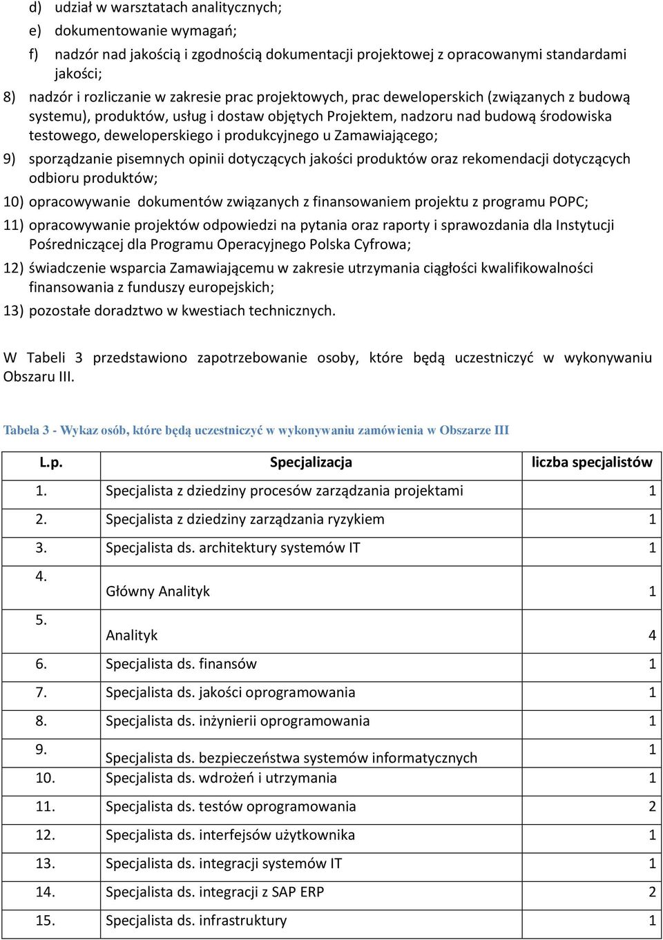 Zamawiającego; 9) sporządzanie pisemnych opinii dotyczących jakości produktów oraz rekomendacji dotyczących odbioru produktów; 10) opracowywanie dokumentów związanych z finansowaniem projektu z