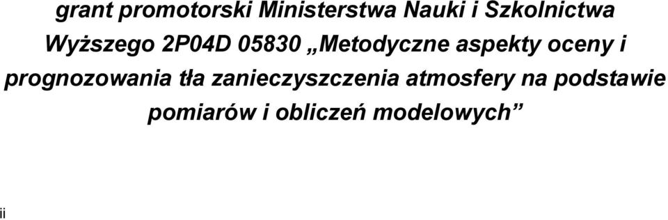 aspekty oceny i prognozowania tła