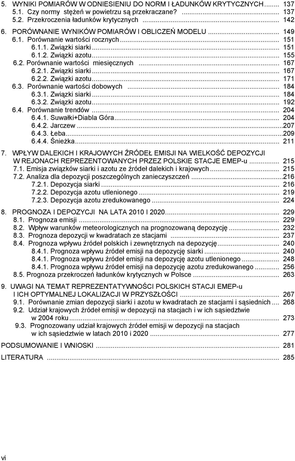 3. Porównanie wartości dobowych... 184 6.3.1. Związki siarki... 184 6.3.2. Związki azotu... 192 6.4. Porównanie trendów... 204 6.4.1. Suwałki+Diabla Góra... 204 6.4.2. Jarczew...207 6.4.3. Łeba...209 6.