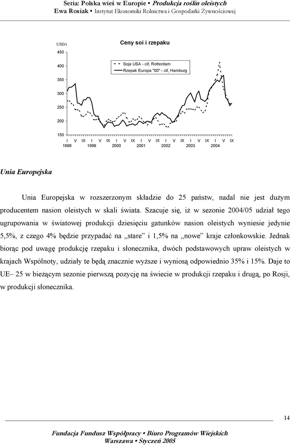 Szacuje się, iż w sezonie 2004/05 udział tego ugrupowania w światowej produkcji dziesięciu gatunków nasion oleistych wyniesie jedynie 5,5%, z czego 4% będzie przypadać na stare i 1,5% na nowe kraje