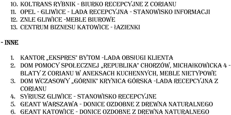 DOM POMOCY SPOŁECZNEJ REPUBLIKA" Chorzów, Michałkowicka 4 - blaty z w aneksach kuchennych, meble nietypowe 3.