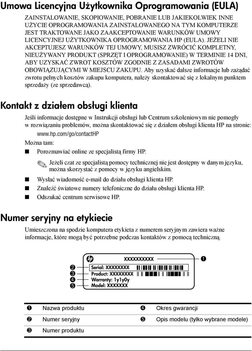 JEŻELI NIE AKCEPTUJESZ WARUNKÓW TEJ UMOWY, MUSISZ ZWRÓCIĆ KOMPLETNY, NIEUŻYWANY PRODUKT (SPRZĘT I OPROGRAMOWANIE) W TERMINIE 14 DNI, ABY UZYSKAĆ ZWROT KOSZTÓW ZGODNIE Z ZASADAMI ZWROTÓW