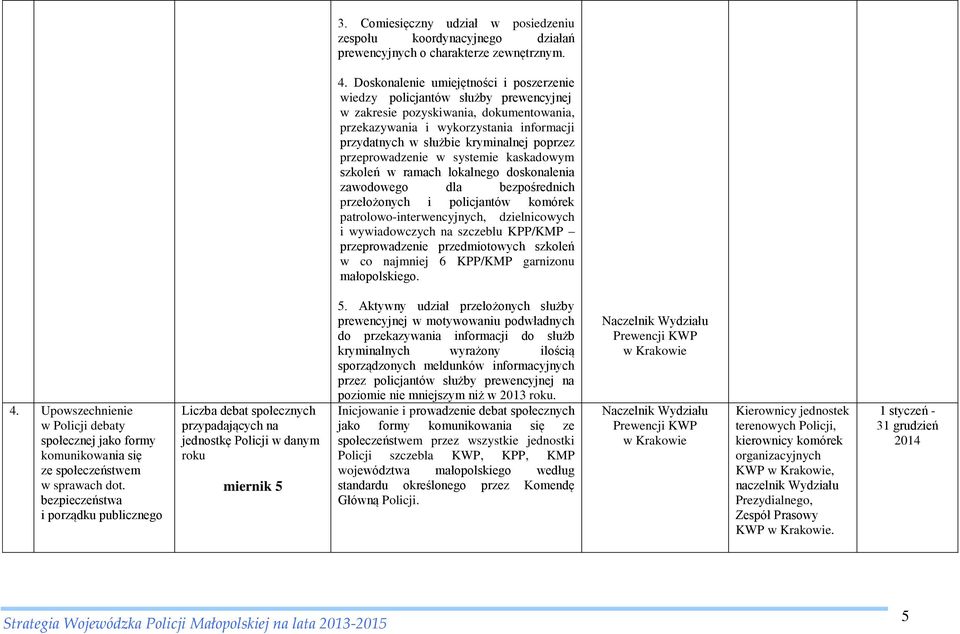 poprzez przeprowadzenie w systemie kaskadowym szkoleń w ramach lokalnego doskonalenia zawodowego dla bezpośrednich przełożonych i policjantów komórek patrolowo-interwencyjnych, dzielnicowych i