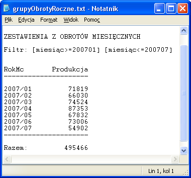 przekazanej produkcji, jak również zgodność ilości ogółem nasienia przekazanego z tego samego okresu produkcji.