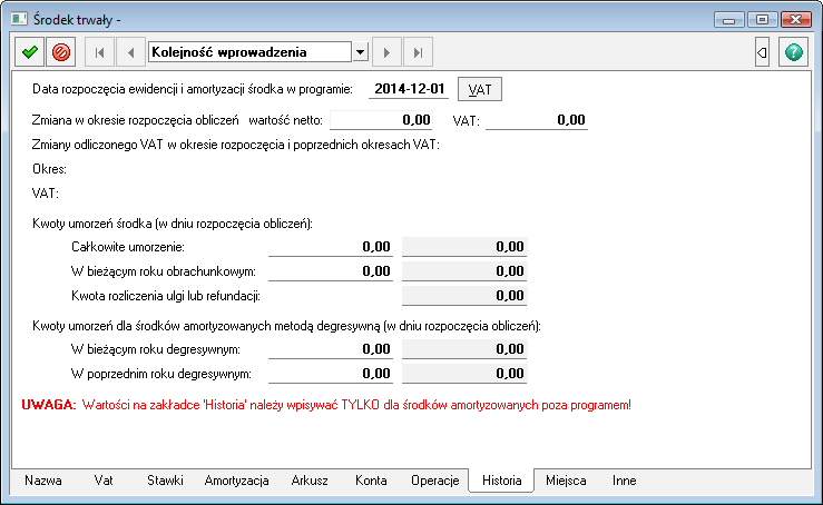 Rys. 89 Panel Historia z elementami VAT.