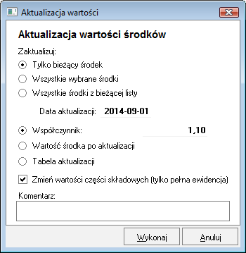 podaną kwotę Zaznaczenie tego pola wyboru powoduje udostępnienie dodatkowego pola, w którym można wpisać kwotę, o którą będzie dokonana korekta. 6.