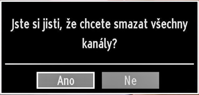 Po nastavení automatického skenu a potvrzení, instalace se spustí a zobrazí se indikátor. Pro zrušení stiskněte MENU tlačítko. V takovémto případě se nalezené kanály neuloží.