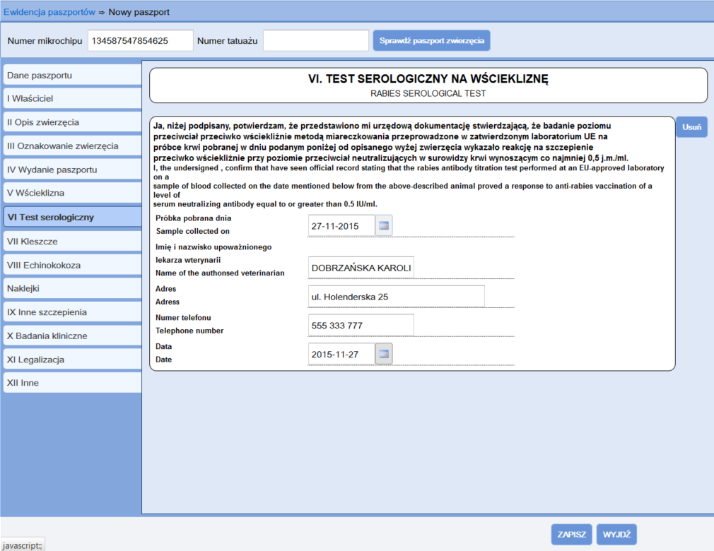 Rysunek 8 Nowy paszport V Wścieklizna g.
