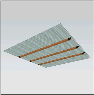 2 PARKLET - dachy 2.1 200-01 "SKY" dach - profile 3 x 235cm profil drewniany 4,5cm x 4,5cm, malowany (3 szt.) łącznik stalowy dachowy, ocynkowany, malowany proszkowo (6 szt.) zestaw wkrętów (1 kpl.