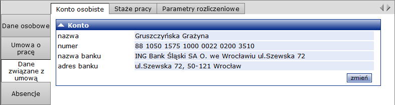 drugą wypłacić w kasie lub przelać na inne konto? 3/5 5. W oknie Potrącenie określ, jaka część wynagrodzenia ma być skierowana na konto indywidualne pracownika.