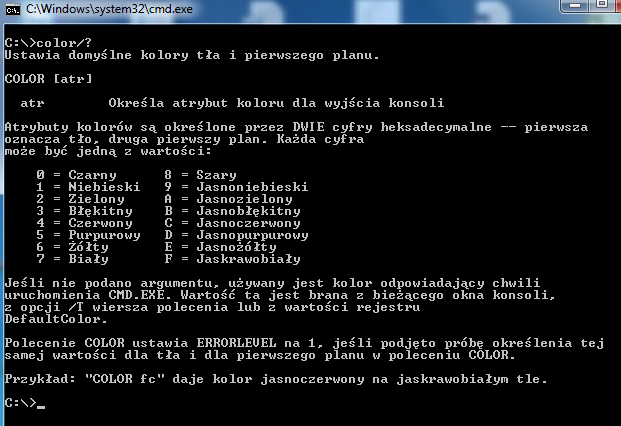 CLS - Czyści ekran. CMD - Uruchamia nowe wystąpienie interpretera poleceń systemu Windows. COPY - Kopiuje jeden lub wiele plików w inne miejsce. DATE - Wyświetla lub ustawia datę.