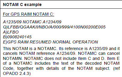 PROCEDURY I OGRANICZENIA OPERACYJNE - NOTAM Przykłady NOTAM: przykład