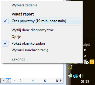 6) Czas prywatny (w tym czas z dala od komputera) PerforMeter umożliwia ewidencję czasu pracy z dala od komputera.