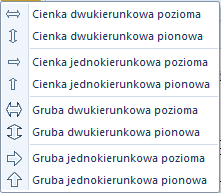 Panel Strzałki Panel Strzałkę zawiera polecenia umożliwiające wstawianie na rysunek linii pomocniczych. Strzałki RYSUJ STRZAŁKI STRZAŁKI Polecenie pozwala wstawić na rysunek strzałki różnego typu: 1.