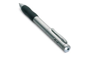 2. Długopis ze wskaźnikiem laserowym i latarką w pudełku, 3 baterie dołączone, wymiar 17,8 x 3,5 x 2 cm wzór jak poniżej lub zgodny.