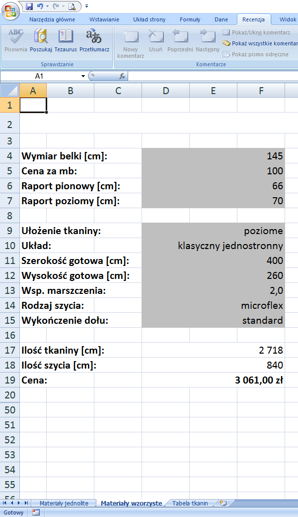 Aby zidentyfikować układ wzoru na wzorniku należy zapoznać się z jego etykietą. Jeśli wymiar belki oznaczony jest jako WYSOKOŚĆ to pionowy wymiar tkaniny na wzorniku stanowi wymiar belki.