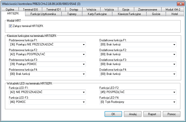 Rys. 12 Okno konfiguracji panelu HRT82FK w oprogramowaniu PR Master W oknie pokazanym na rys.