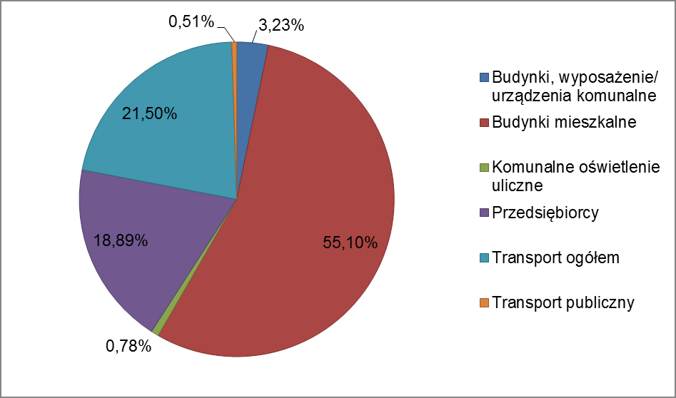 Wykres 5 Końcowe zużycie w Mieście Pabianice w 2013 roku Źródło: Opracowanie własne Wykres