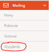 5. Jak wysłać mailing? W katalogu "Mailing -> wysyłanie" znajduje się lista newsletterów gotowych do wysłania i wysłanych.