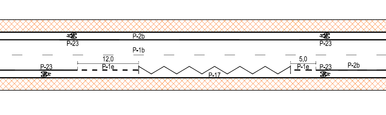 Rysunek 4.8 Przykład przerwania pasa ruchu dla rowerów w rejonie przystanku autobusowego Źródło: zasoby własne Odstępstwa: 1.