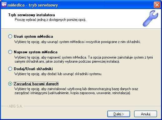 2.3.4. Zarządzanie bazami danych Tą opcję wybieramy w następujących przypadkach: Gdy obok bazy wcześniej zainstalowanej chcemy zainstalować nową. Np.