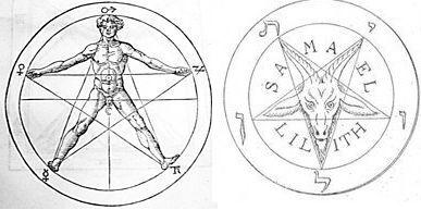 Pentagram - Pierwotnie symbol pogański, jako Gwiazda Isztar a później jako Gwiazda Izydy. Dla Mistyków pitagorejskich symbol życia i zdrowia. Od XIV w.