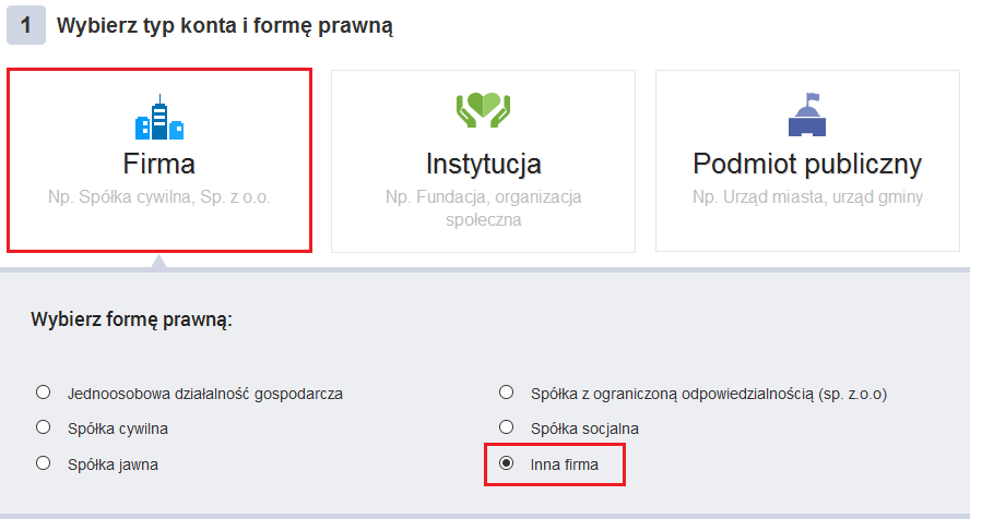 RYSUNEK 6. REJESTRACJA KONTA TYPU FIRMA W drugiej sekcji formularza - Dane organizacji należy wypełnić pola związane z prowadzoną kancelarią komorniczą: Pełna nazwa firmy pełna nazwa kancelarii.