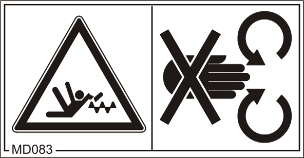 Ogólne wskazówki dotyczące bezpieczeństwa Numer katalogowy i objaśnienie Znak ostrzegawczy MD 078 Niebezpieczeństwo przygniecenia palców lub dłoni przez poruszające się, dostępne części maszyny!