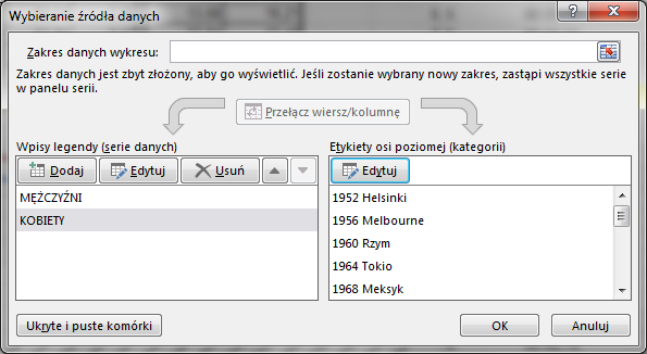 Krok 1 Wstaw wykres Na wstążce z grupy Wykresy należy wybrać wykres liniowy (ze znacznikami), jak poniżej Spowoduje to pojawienie się pustego okna, w którym