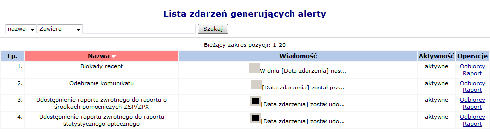 Jeżeli operator nie ma nadanych uprawnień do wybranego menu to jest ono podświetlone kolorem szarym. Po wybraniu menu, do którego operator nie ma dostępu, system zgłosi błąd:!!! Uwaga!