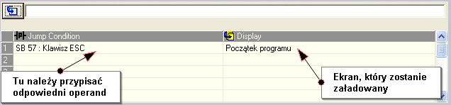 Przykład załadowania wyświetlacza. Po włączeniu sterownika automatycznie ładuje się ekran o nazwie Start-Up Display 1. Zmianę można wywołać na dwa sposoby.