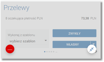 o - wyświetla widżet miniaplikacji w rozmiarze standardowym: o - wyświetla widżet miniaplikacji w rozmiarze dużym (rozszerzonym): Domyślnie widżety mają rozmiar standardowy, dopiero po przeciągnięciu