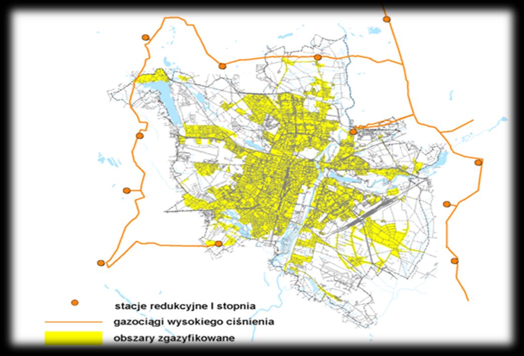 Rysunek 5. Schemat zasilania miasta Poznania z sieci gazowniczej wysokiego ciśnienia Źródło: http://www.mpu.