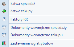 3 Moduł Faktury Teraz przejdźmy do sedna omówmy poszczególne elementy modułu Faktury. Rys. Moduł Faktury W katalogu dostępne są funkcje: Menu programu zależy od posiadanych przez Ciebie modułów.