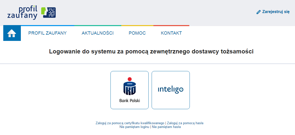 Krok 11: Pojawia się ekran, na którym wybieramy bank. Dokonujemy logowania za pośrednictwem banku.