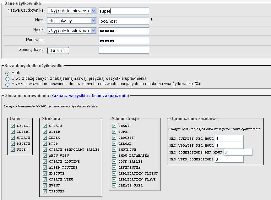 Dla użytkownika należy bezwzględnie wprowadzić hasło. Po założeniu użytkownika uruchamiamy monitor programu: sys_loger.exe.