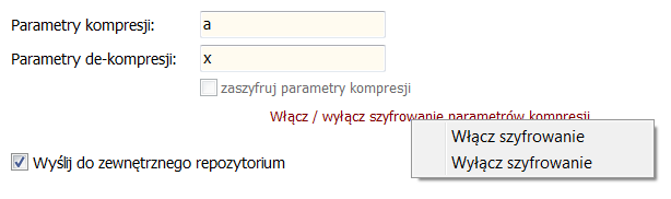 należy wykorzystywać w przypadku pakowania plików z zastosowaniem hasła, na przykład stosując dla 7za.exe : - dla kompresji: a phaslo - dla de-kompresji: e phaslo gdzie: Haslo hasło do archiwum.