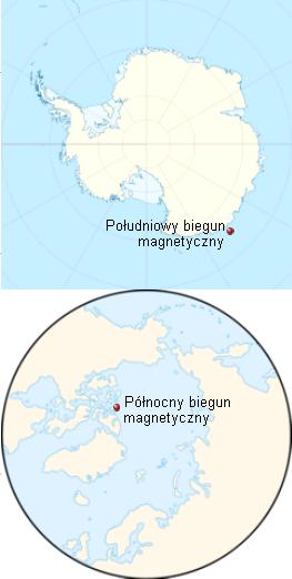 południk przechodzący przez biegun geograficzny Północ magnetyczna wskazana przez południ przechodzący przez