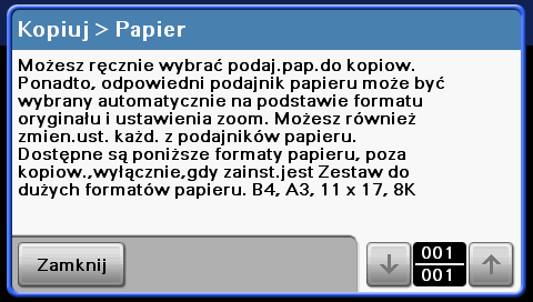 1 1.15 Funkcja Pomocy Niniejsze urządzenie posiada funkcję pomocy wyświetlającą opisy funkcji. % Wyświetlanie ekranu pomocy. Funkcja Pomocy 1.15 % Naciśnięcie [?