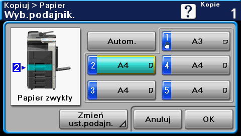 3 Drukowanie kopii w powiększeniu/zmniejszeniu na papierze o innym formacie Odniesienie - Jeśli wybrane zostało ustawienie Zoom [Autom.