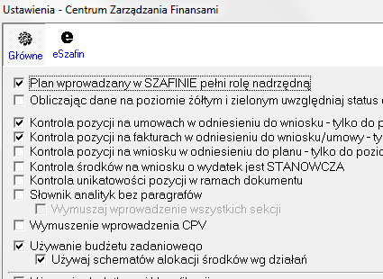 Konieczne ustawienia Bez tego nie ma budżetu zadaniowego