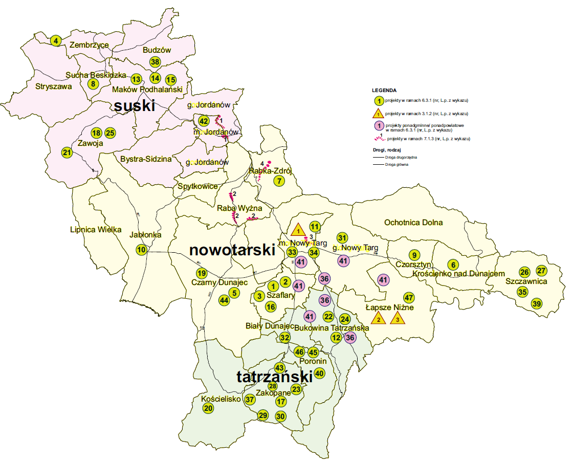 ORIENTACYJNE ROZMIESZCZENIE PROJEKTÓW W SUBREGIONIE