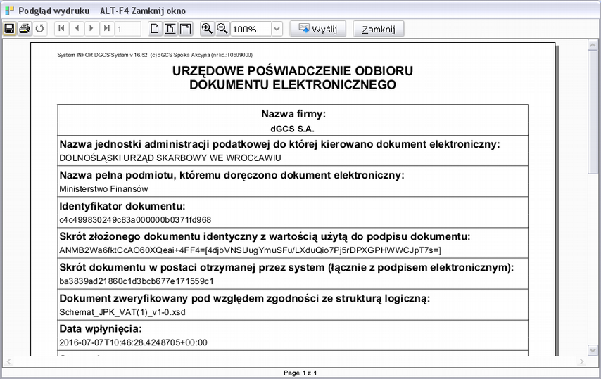 Opcje pozwala na zaznaczenie lub odznaczenie masowo wysłanych JPK w celu pobrania lub wydruku UPO. Pobierz UPO służy do pobrania UPO dla wybranego JPK (podświetlony wiersz) lub dla zaznaczonych JPK.