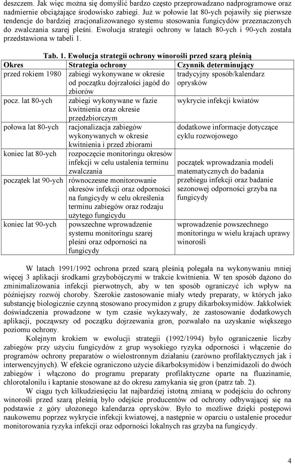 Ewolucja strategii ochrony w latach 80-ych i 90-ych została przedstawiona w tabeli 1.