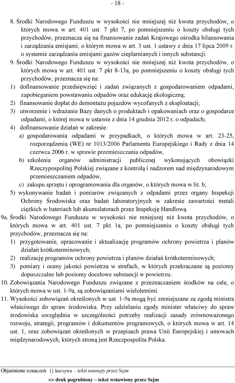 1 ustawy z dnia 17 lipca 2009 r. o systemie zarządzania emisjami gazów cieplarnianych i innych substancji. 9.